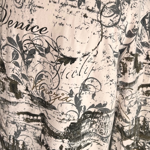 Juli-Women’s Graphic Top-Size L Cotton-Long Sleeved-Venice Print~Black & White - Picture 4 of 6
